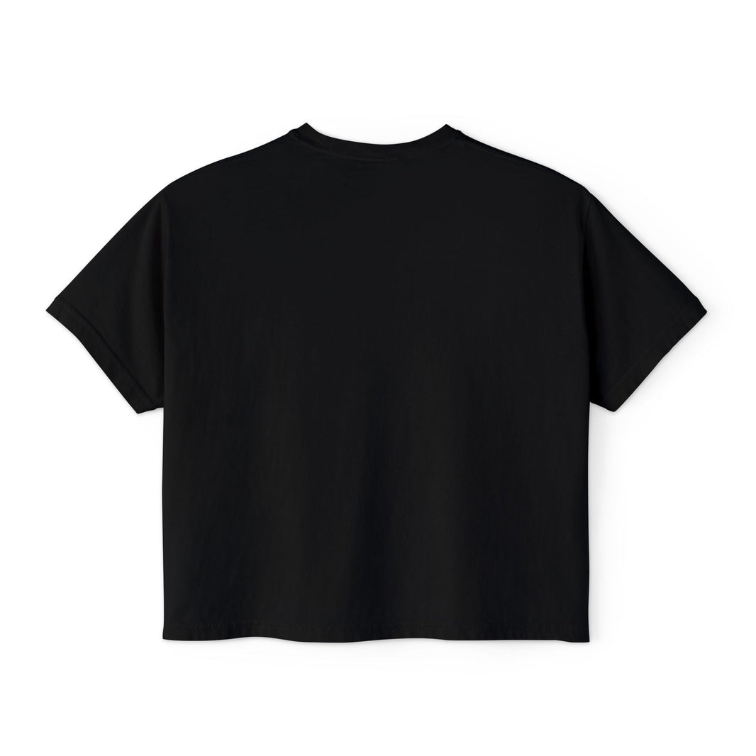 Dreamer Crop Tee – Minimalist Celestial Graphic T-Shirt in Black