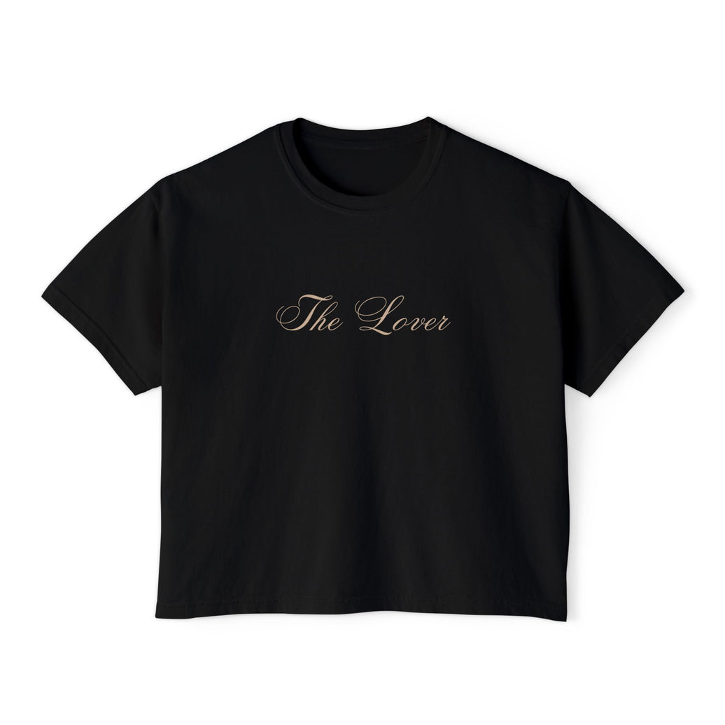 The Lover Cropped Tee – Minimalist Romantic T-Shirt in Black