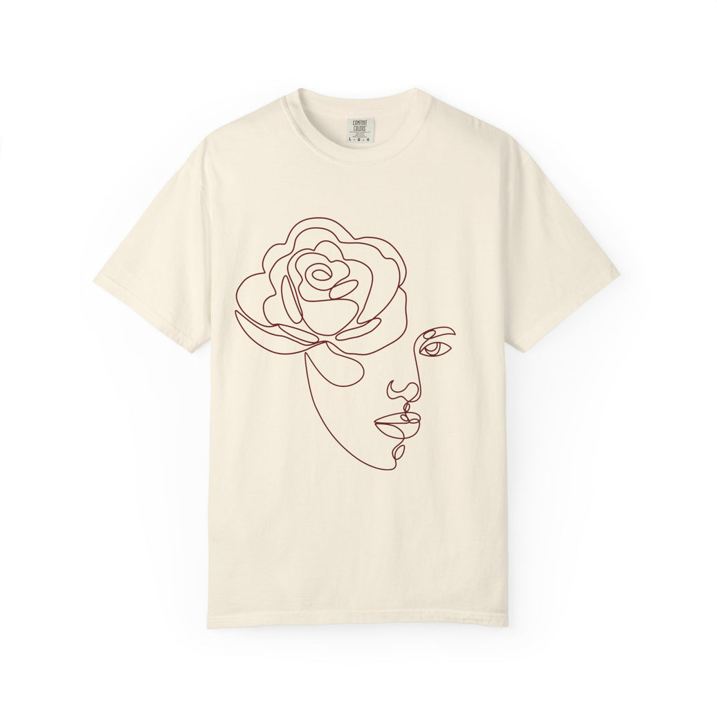 The Muse Tee – Minimalist Rose Line Art T-Shirt