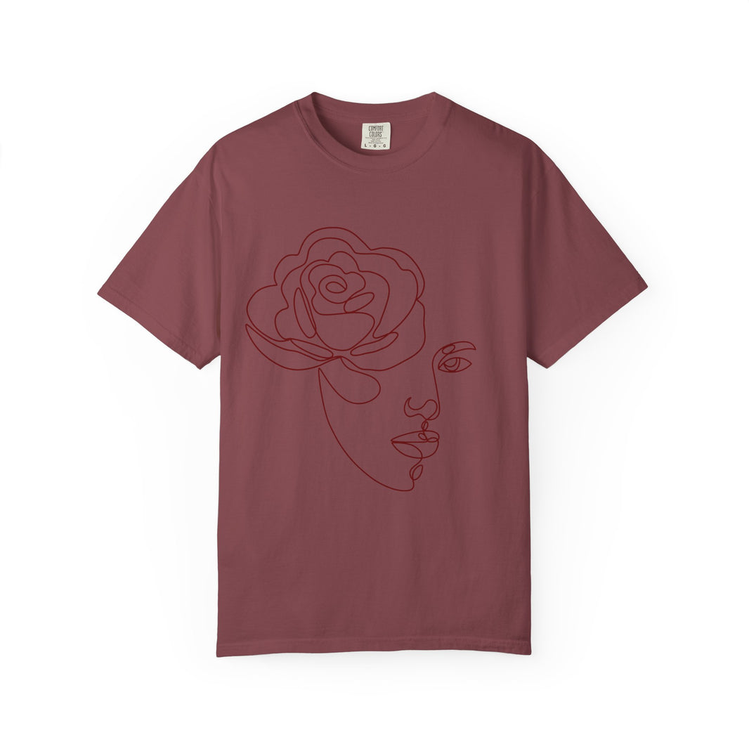 The Muse Tee – Minimalist Rose Line Art T-Shirt