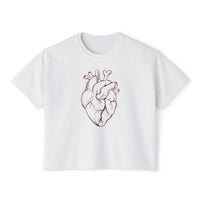 Heart Art Cropped Tee – Minimalist Anatomical Heart T-Shirt in Ivory