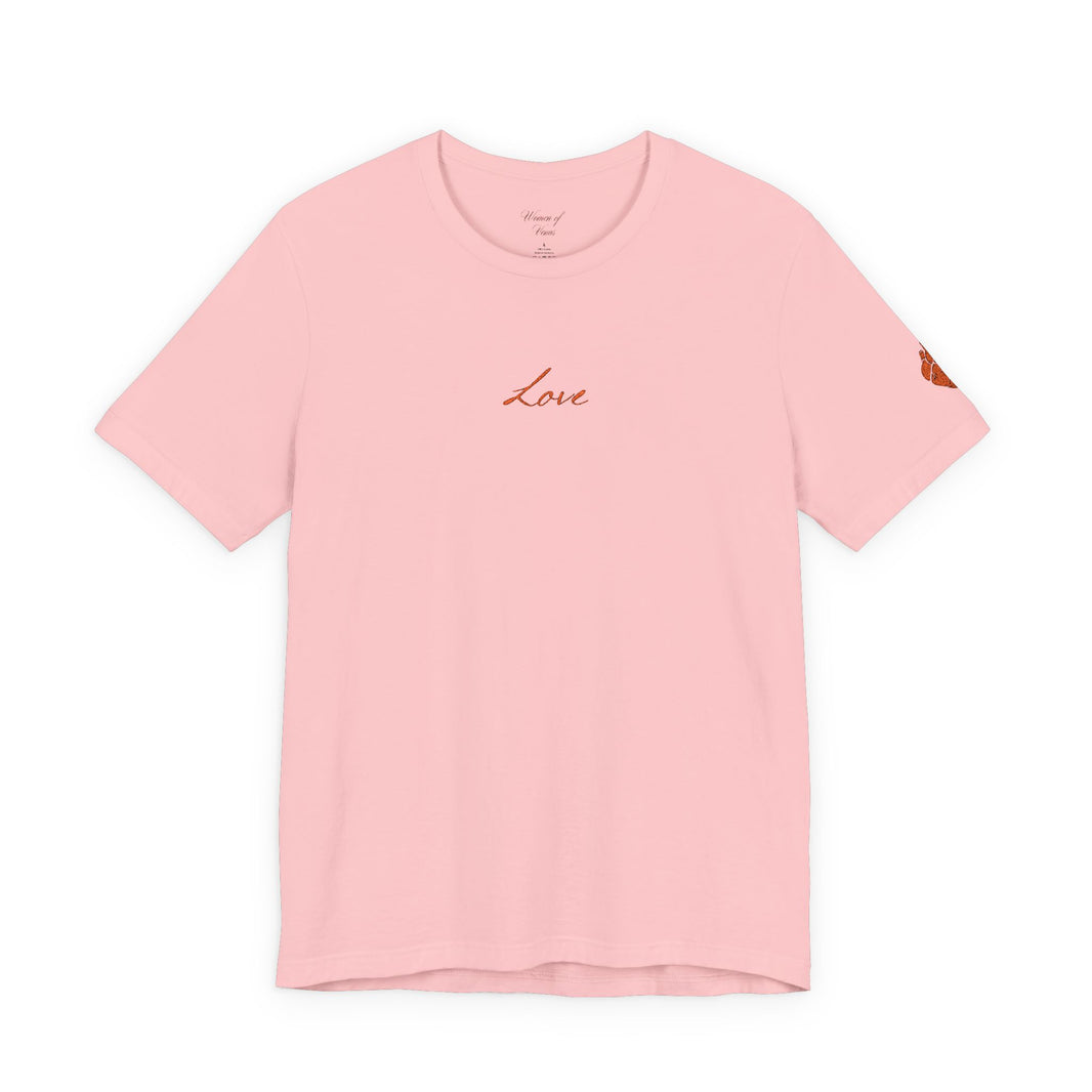 Embroidered Love  Tee with Heart Sleeve