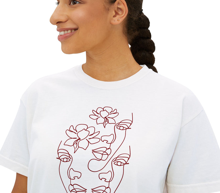 The Trinity Cropped Tee – Feminine Connection Line Art cropped T-Shirt