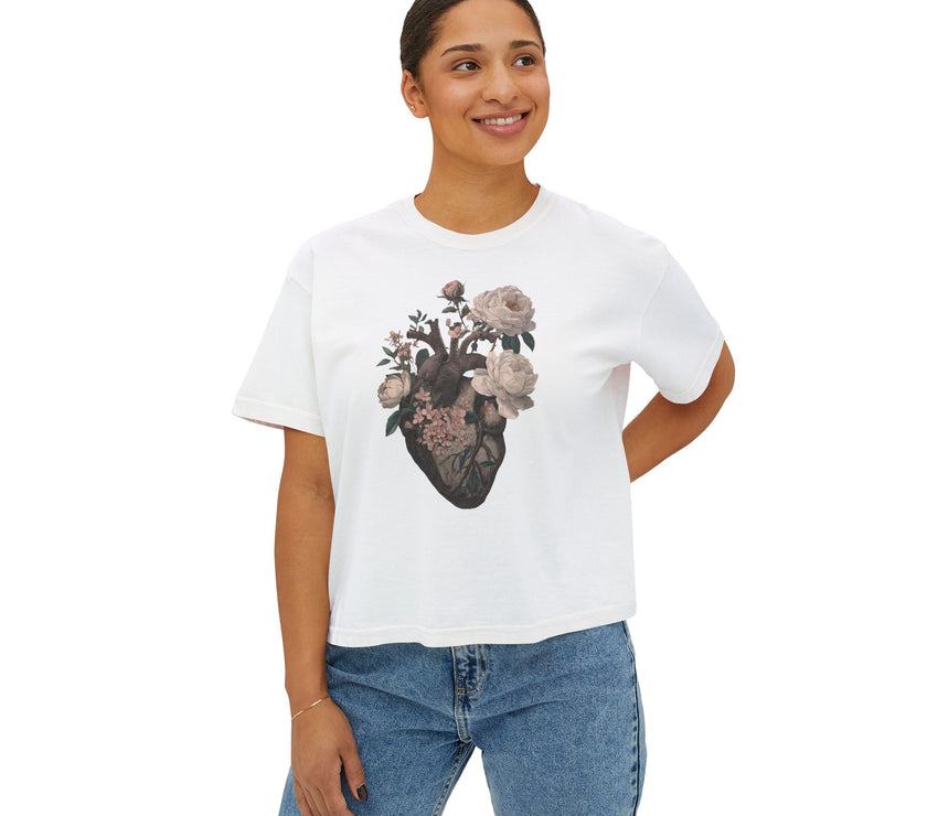 Floral Heart Boxy Tee