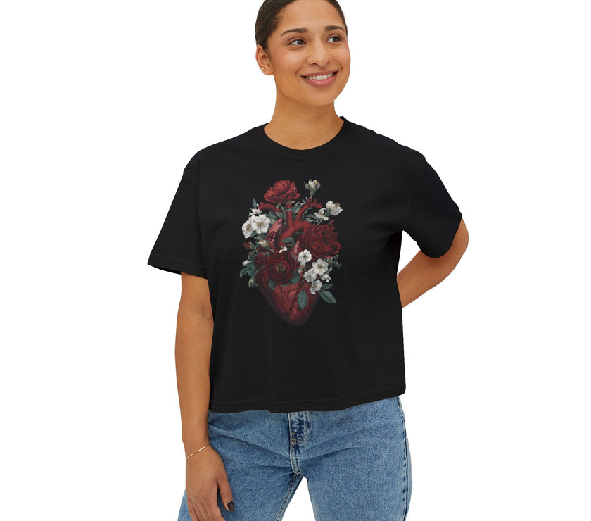 Floral Heart Boxy Tee