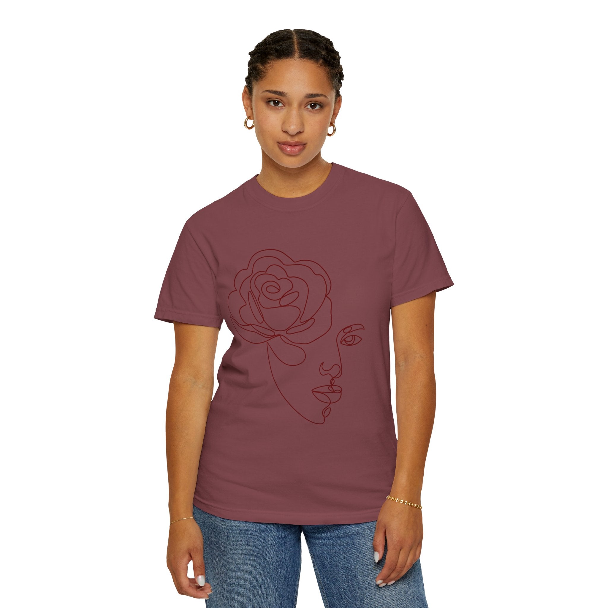 The Muse Tee – Minimalist Rose Line Art T-Shirt