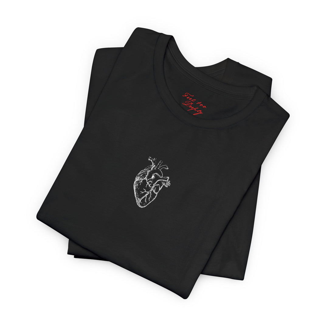 Embroidered anatomical heart tee