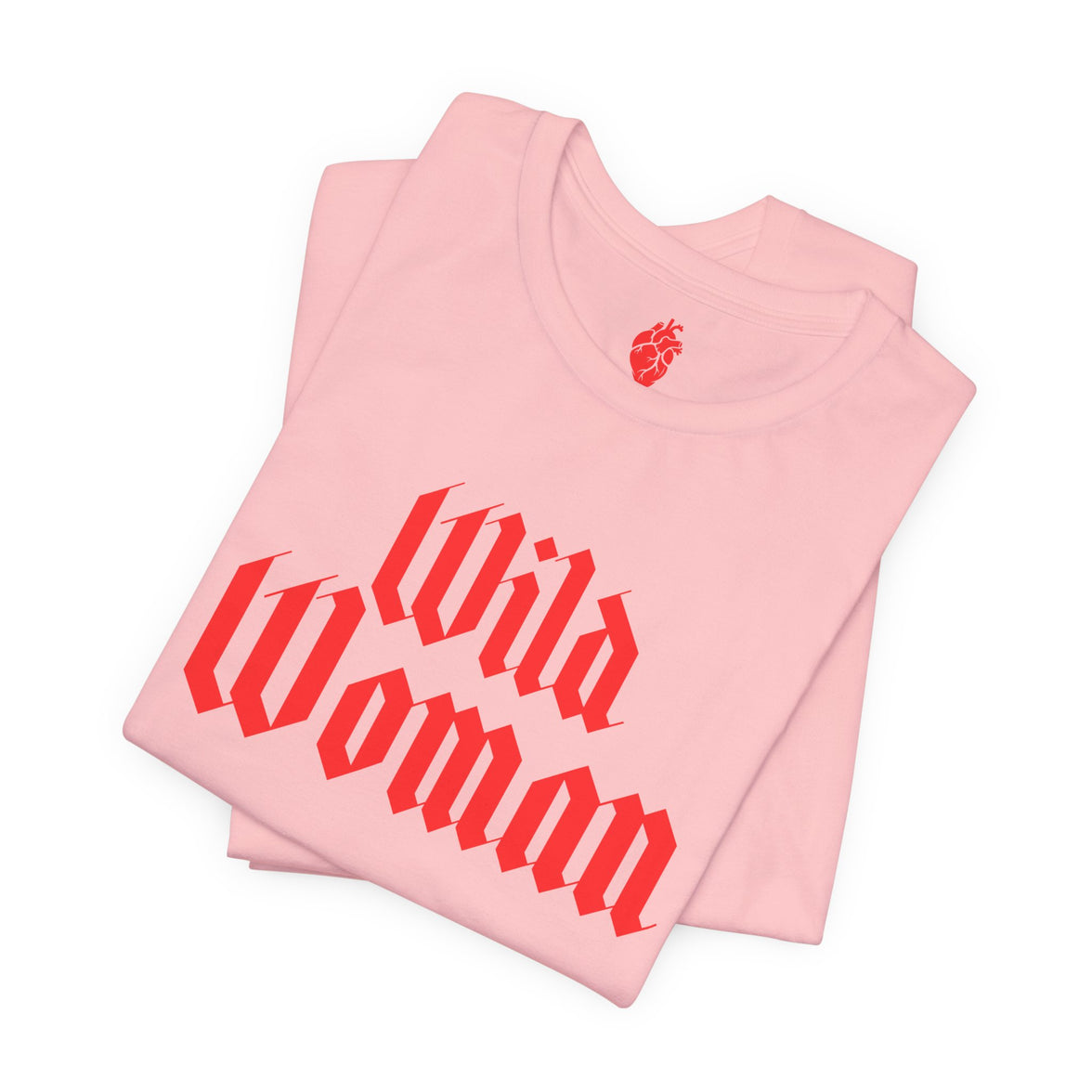 Wild Woman Graphic Tee — Bold Red Gothic Script Women's T‑Shirt