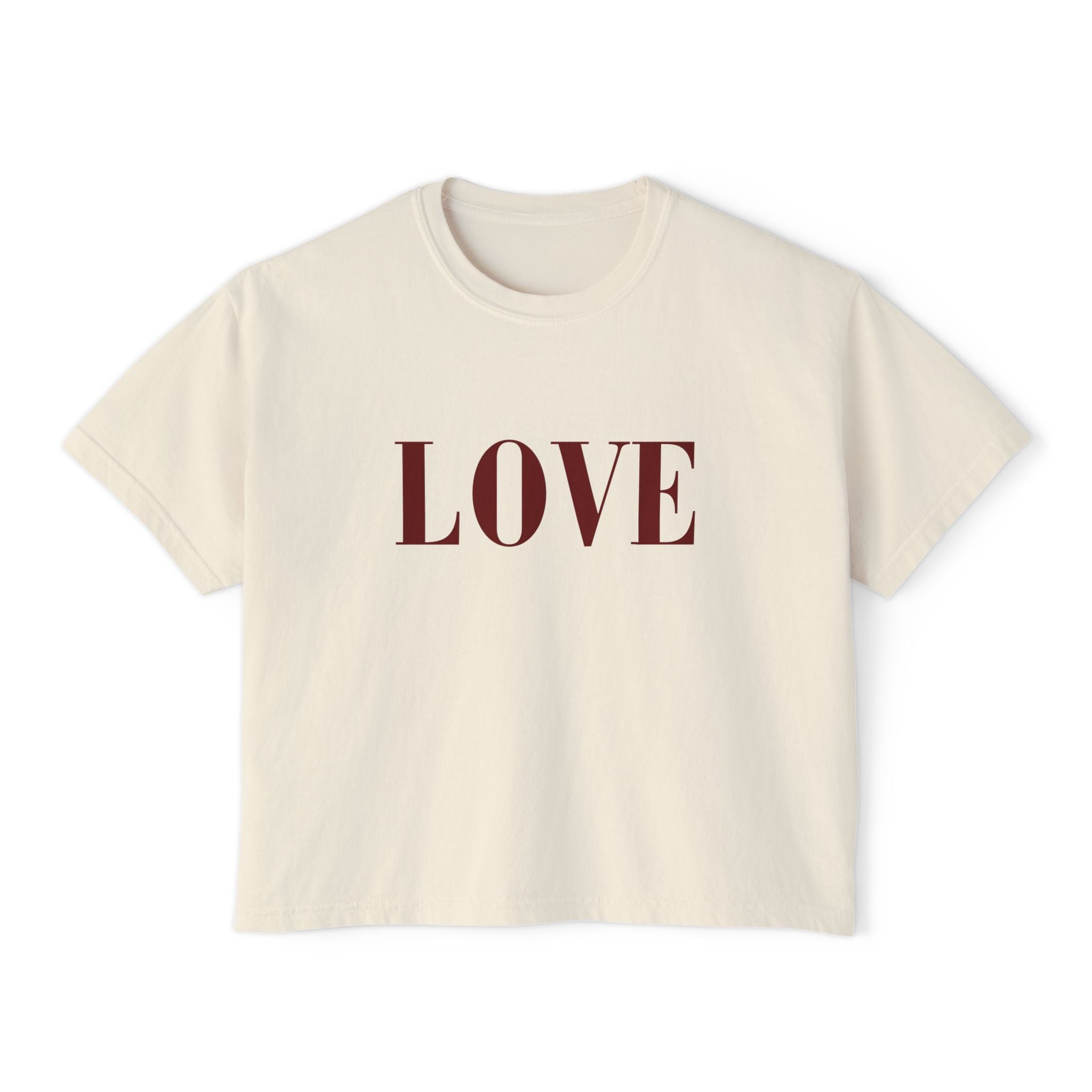 LOVE Cropped Tee | Minimalist Boxy T-Shirt Celebrating Love and self Love