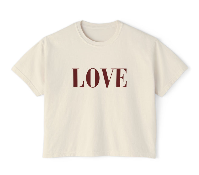 LOVE Cropped Tee | Minimalist Boxy T-Shirt Celebrating Love and self Love