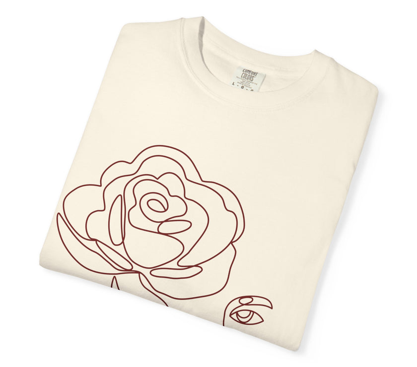 The Muse Tee – Minimalist Rose Line Art T-Shirt