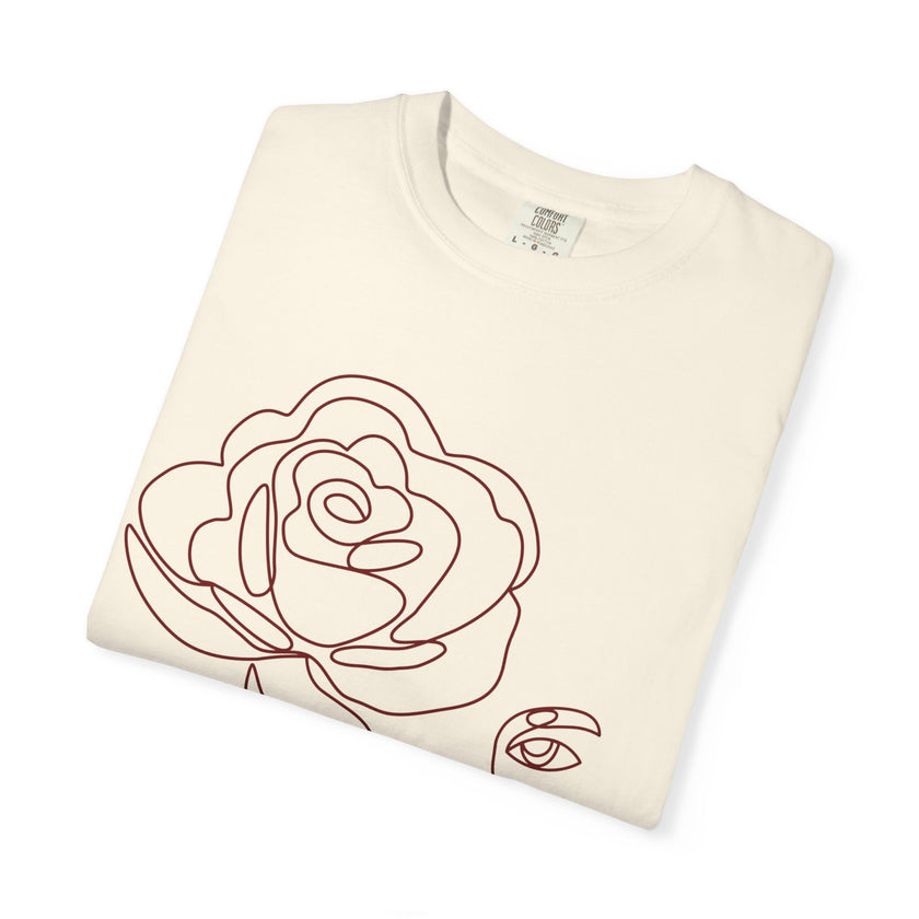 The Muse Tee – Minimalist Rose Line Art T-Shirt