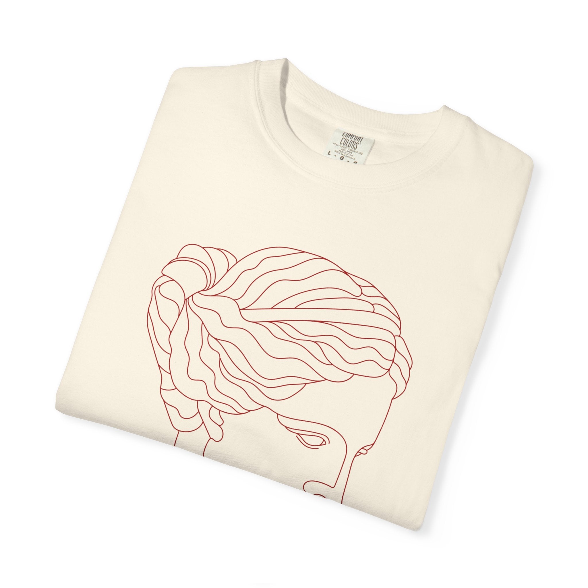 Goddess Art T-Shirt – Minimalist Feminine Line Drawing Tee in Ivory