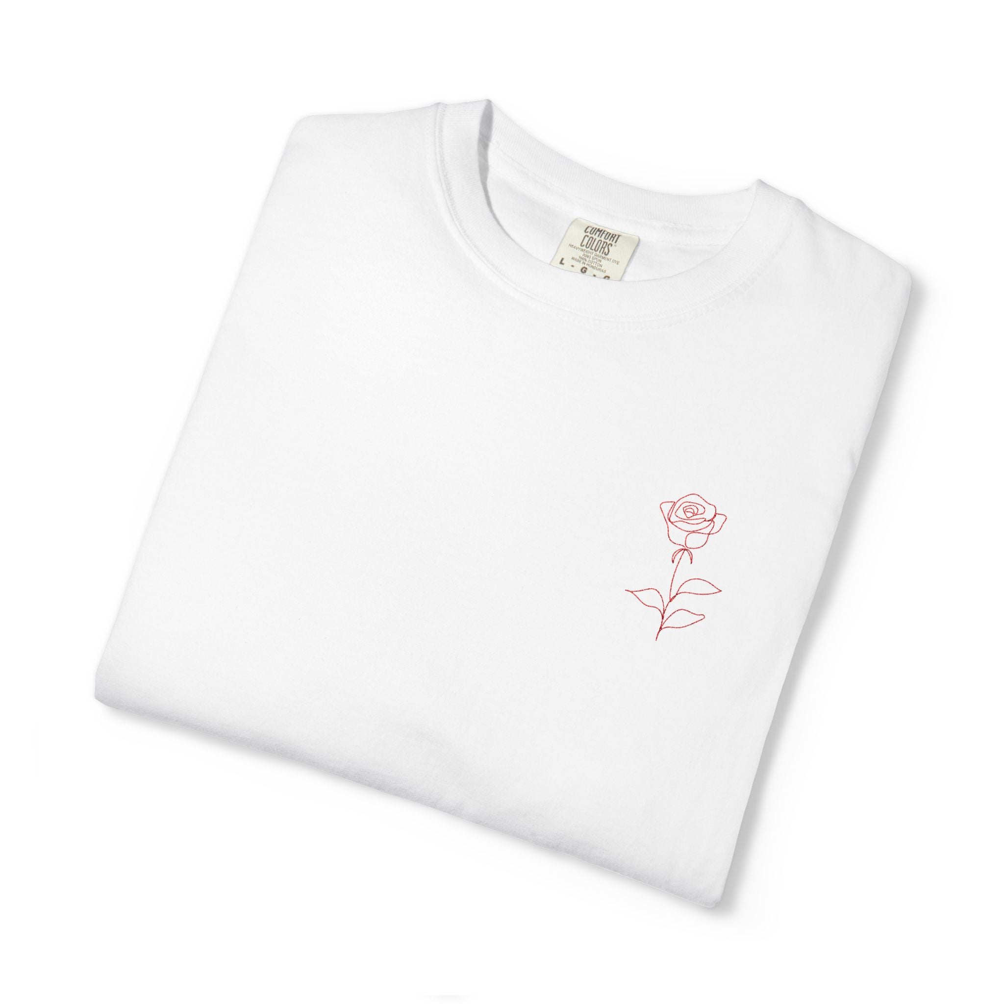Embroidered Rose T-Shirt - Minimalist chic tee