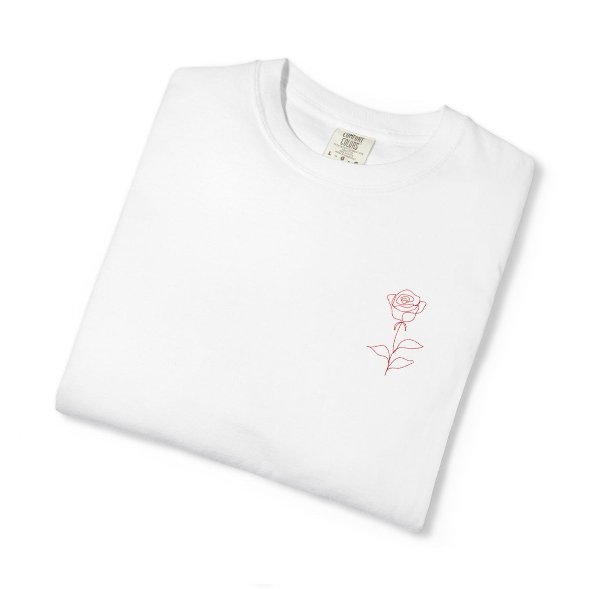 Embroidered Rose T-Shirt - Minimalist chic tee