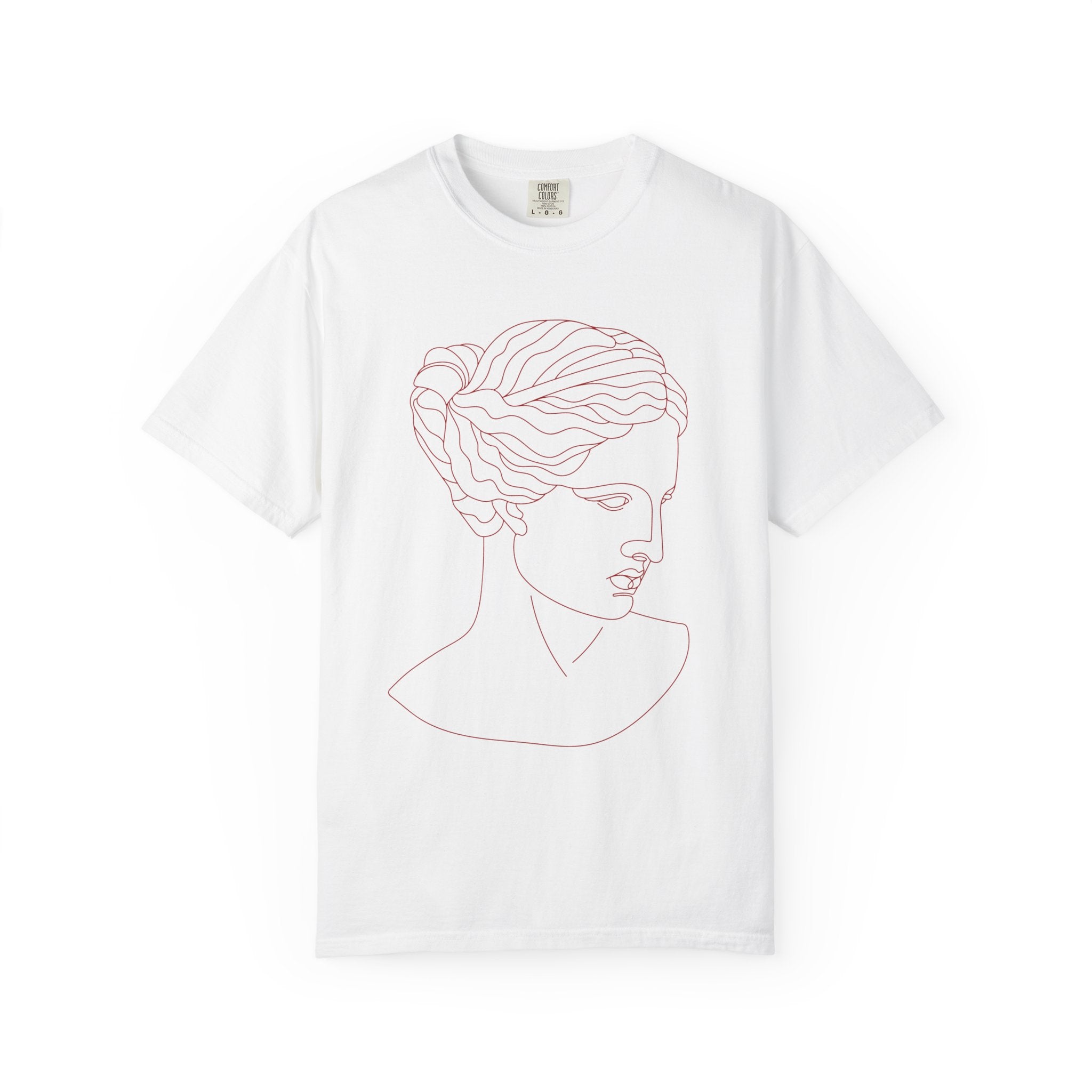 Goddess Art T-Shirt – Minimalist Feminine Line Drawing Tee in Ivory