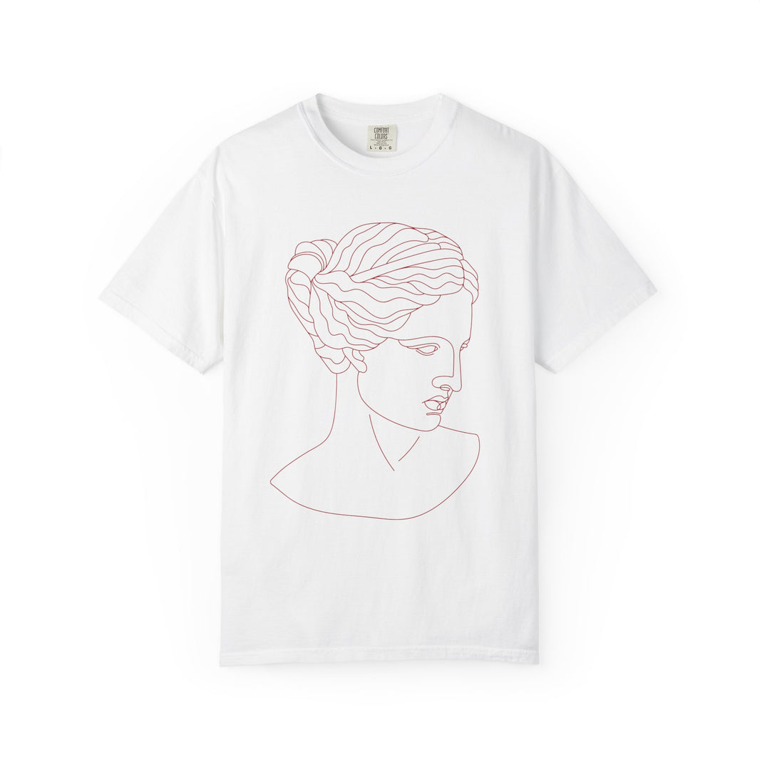 Goddess Art T-Shirt – Minimalist Feminine Line Drawing Tee in Ivory