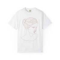 Goddess Art T-Shirt – Minimalist Feminine Line Drawing Tee in Ivory