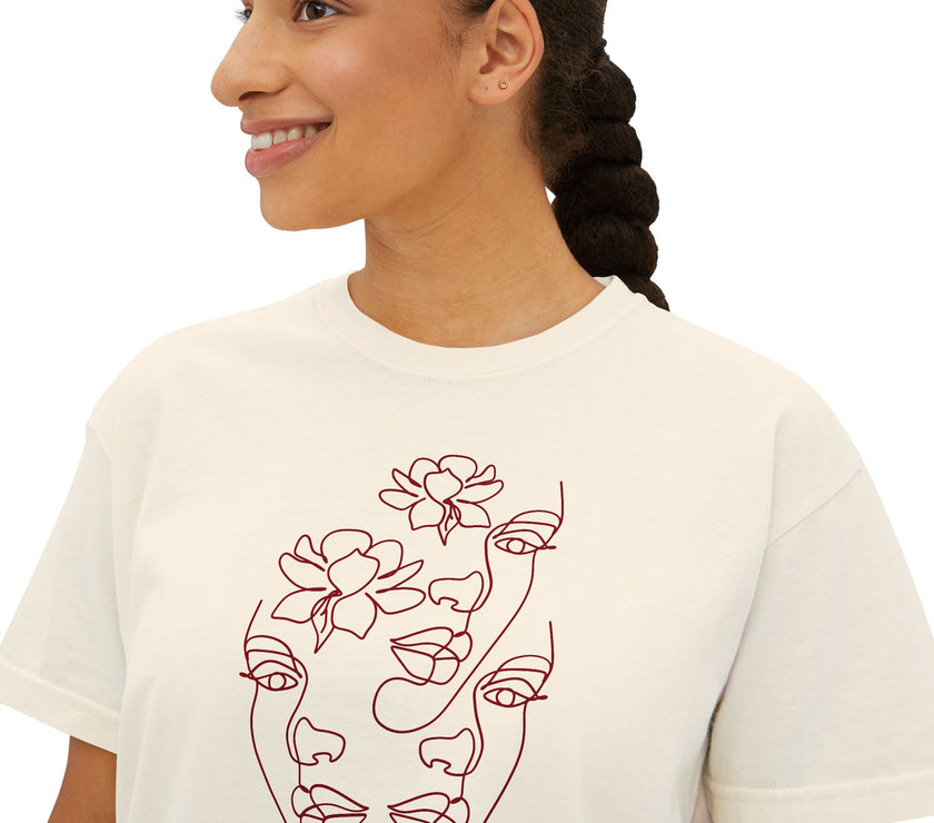 The Trinity Cropped Tee – Feminine Connection Line Art cropped T-Shirt