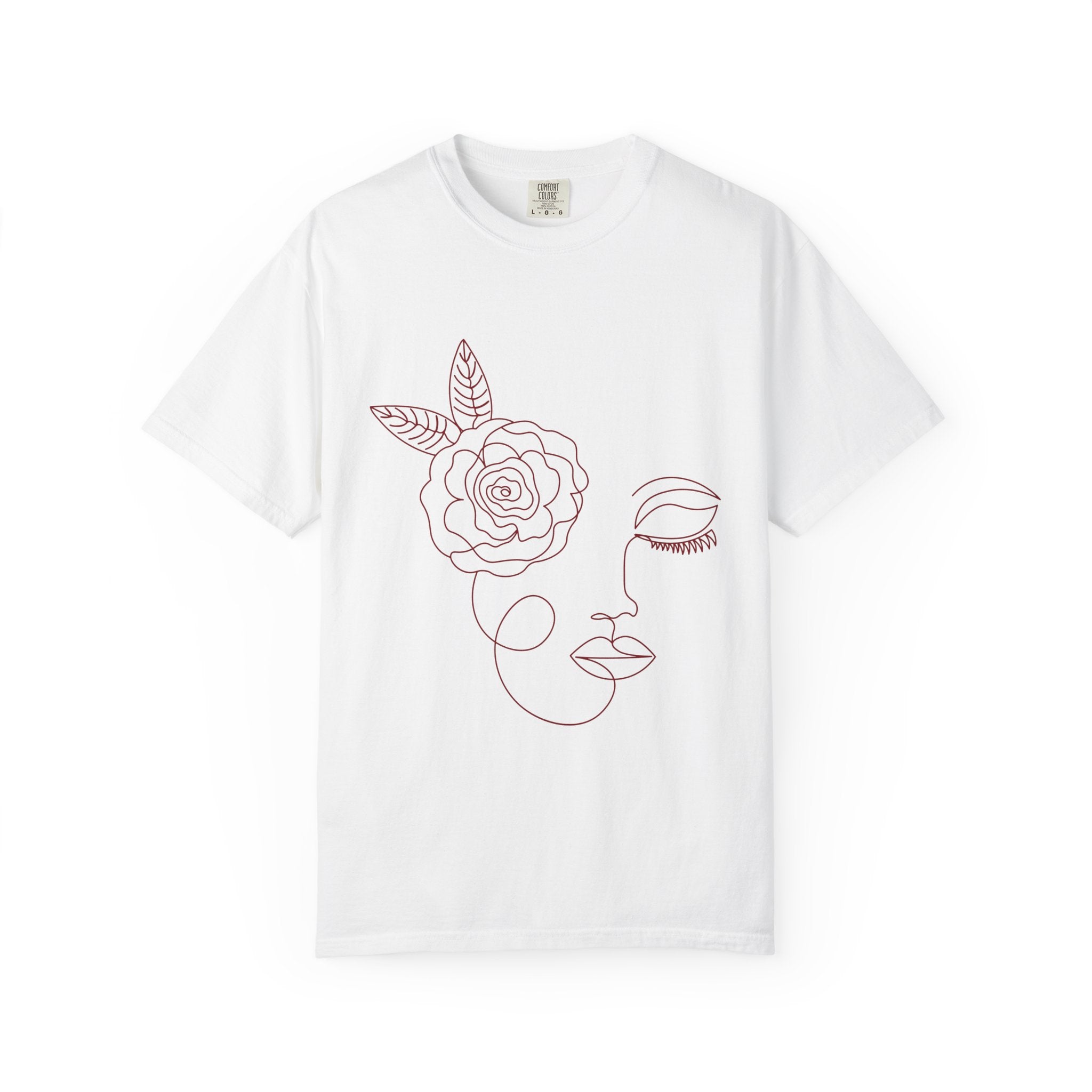 The Dreamer Tee – Line Art Floral Face T-Shirt