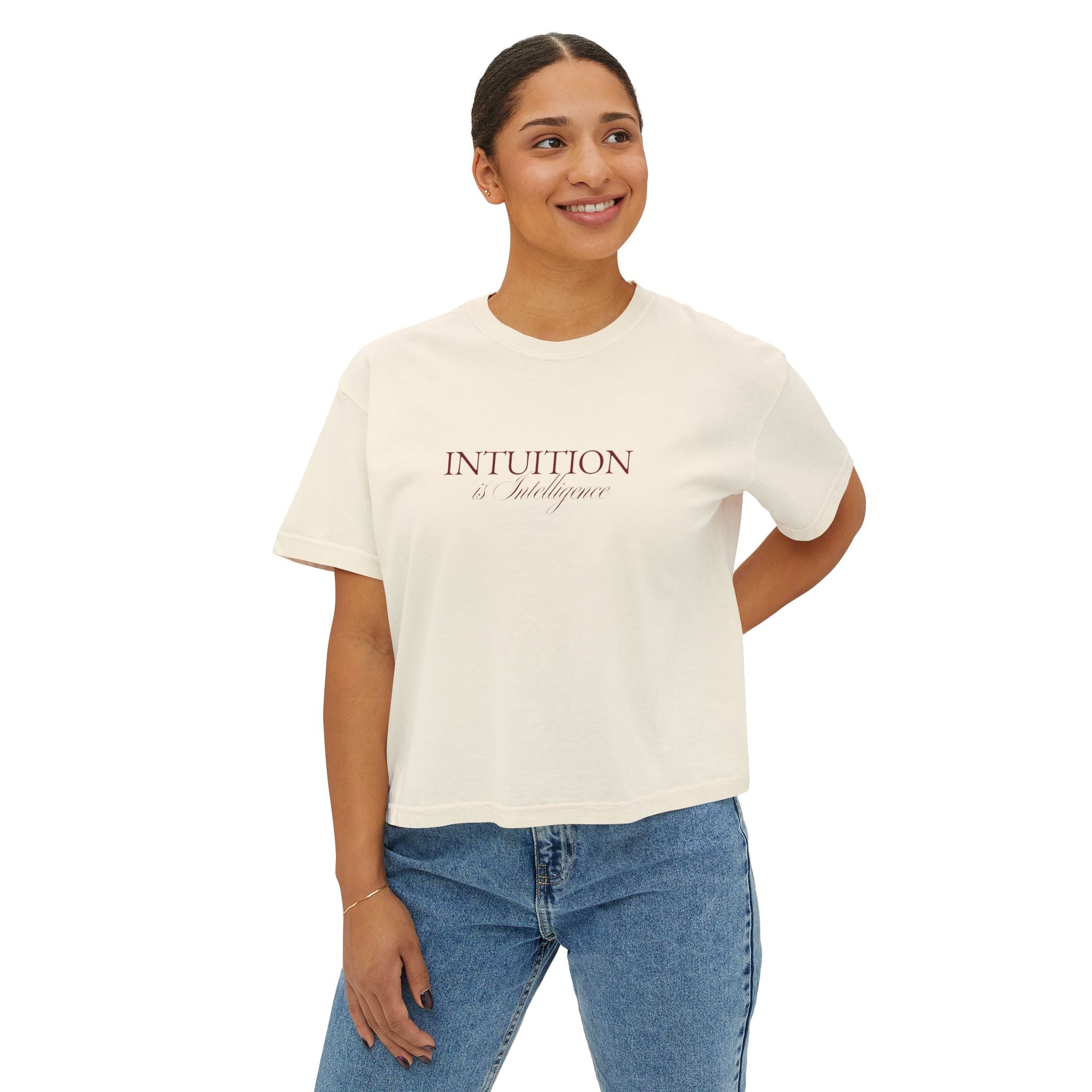Intuition is Intelligence cropped Boxy tee