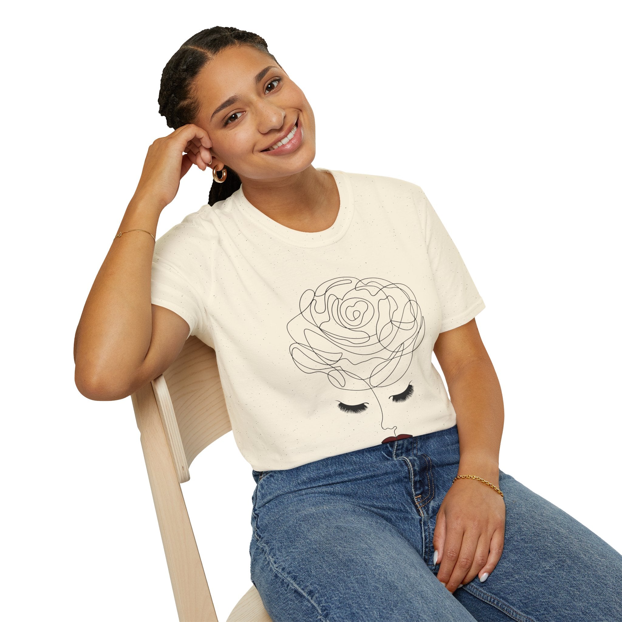The Rose of Venus Tee – Feminine Line Art T-Shirt (100% Cotton)