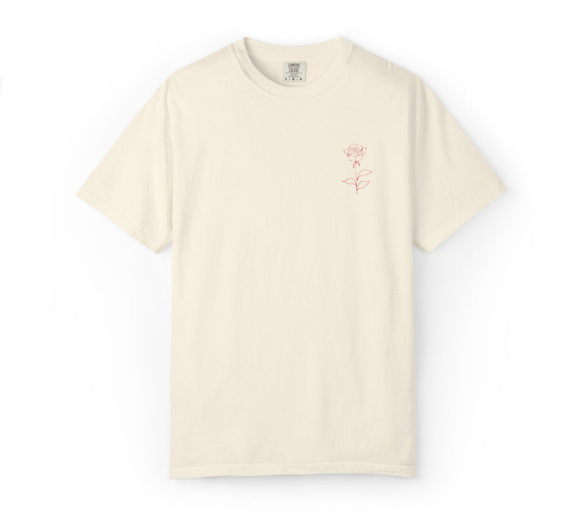 Embroidered Rose T-Shirt - Minimalist chic tee