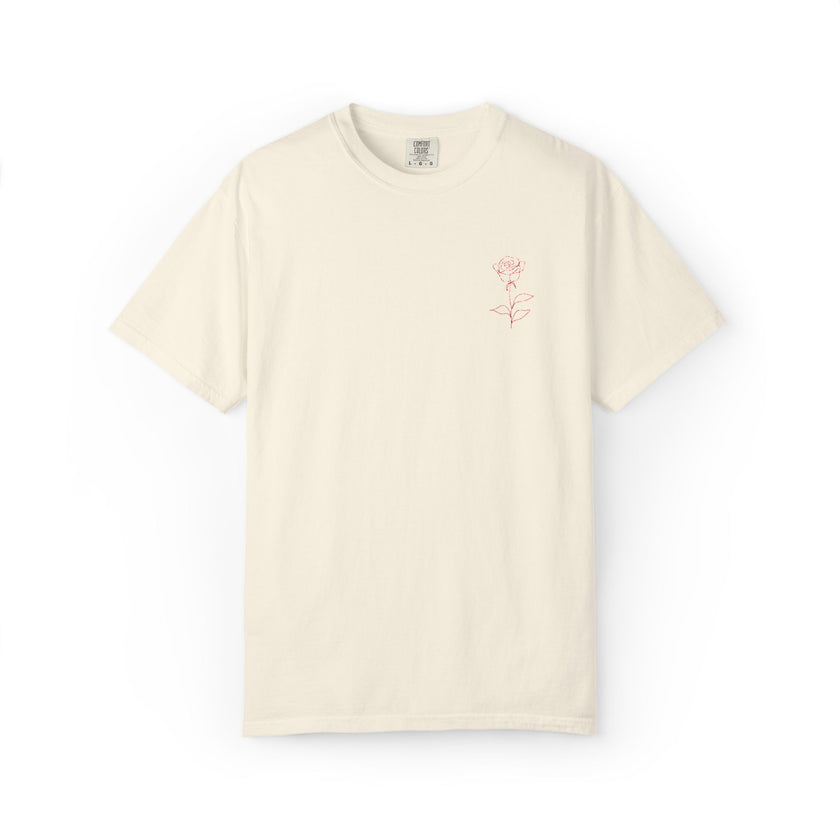 Embroidered Rose T-Shirt - Minimalist chic tee