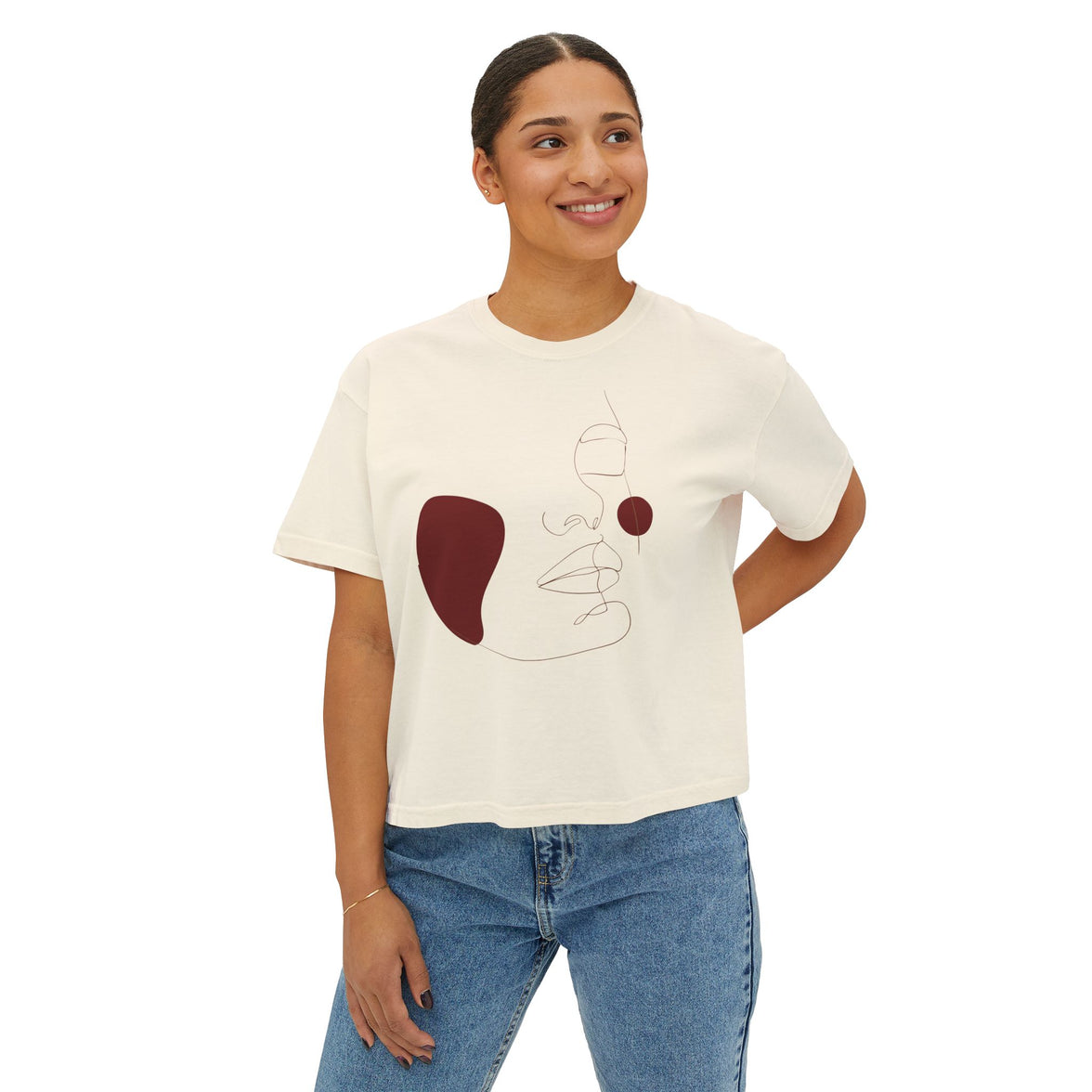 The Muse Tee - Artsy lineart cropped tee