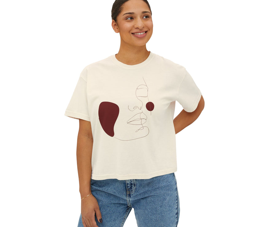 The Muse Tee - Artsy lineart cropped tee