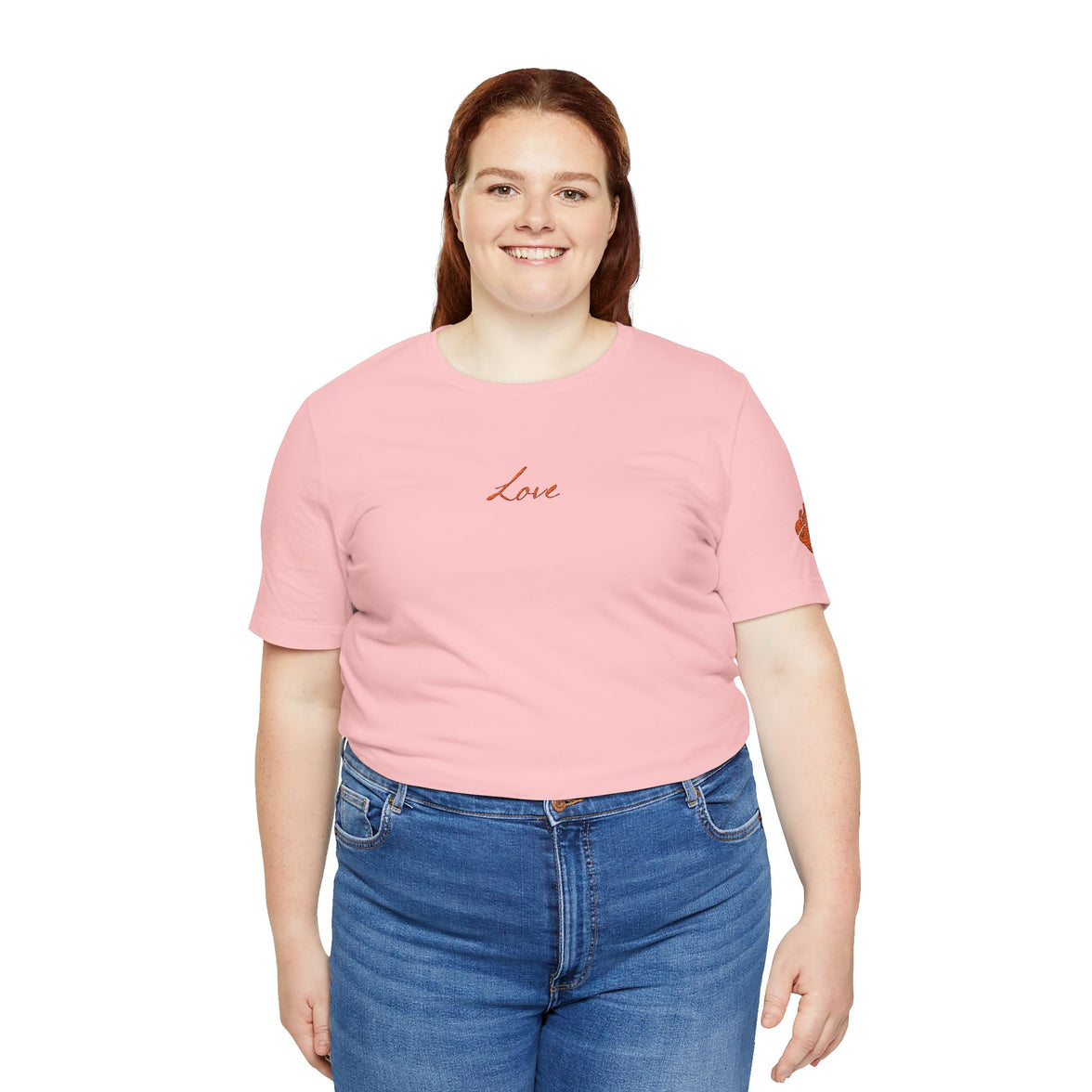 Embroidered Love  Tee with Heart Sleeve