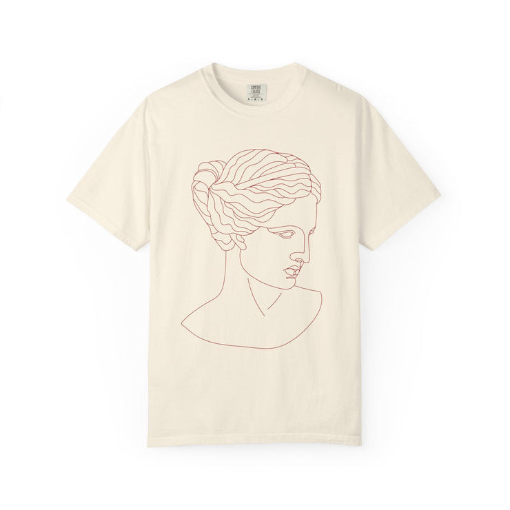 Goddess Art T-Shirt – Minimalist Feminine Line Drawing Tee in Ivory