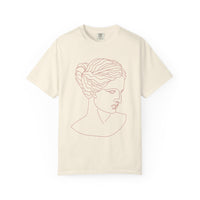 Goddess Art T-Shirt – Minimalist Feminine Line Drawing Tee in Ivory