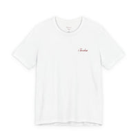 Embroidered 'Freedom"' Chest Tee — Minimalist White Short Sleeve Shirt