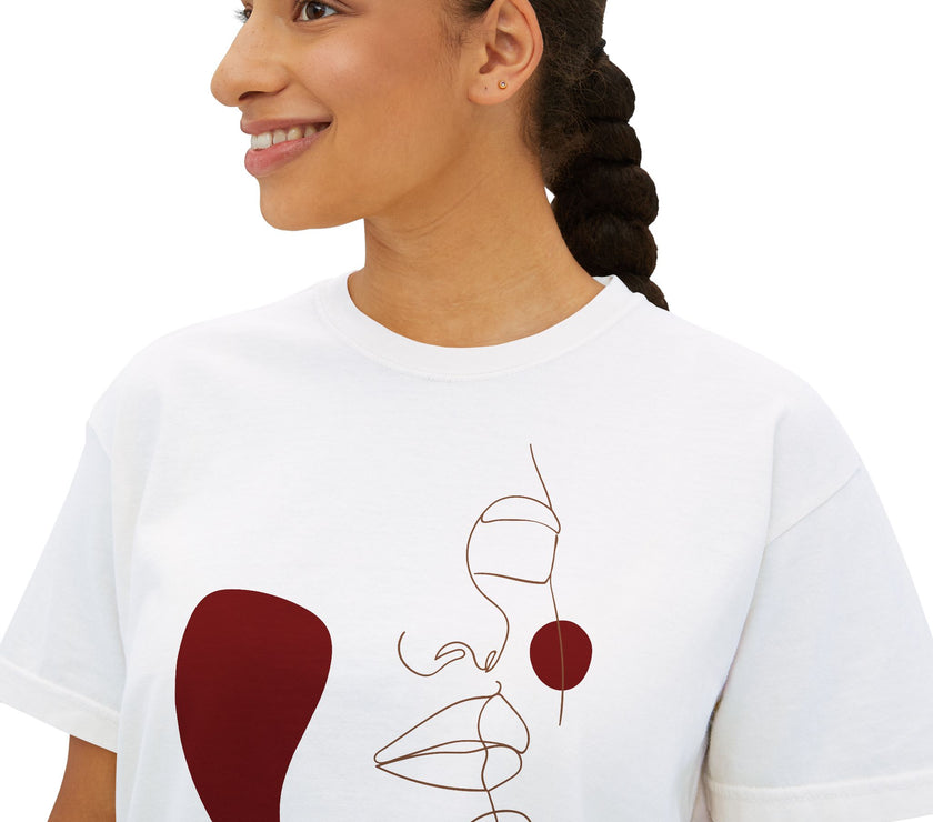 The Muse Tee - Artsy lineart cropped tee