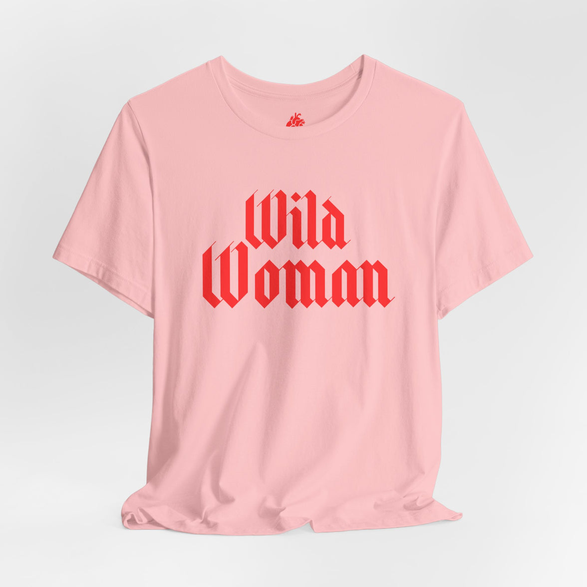 Wild Woman Graphic Tee — Bold Red Gothic Script Women's T‑Shirt