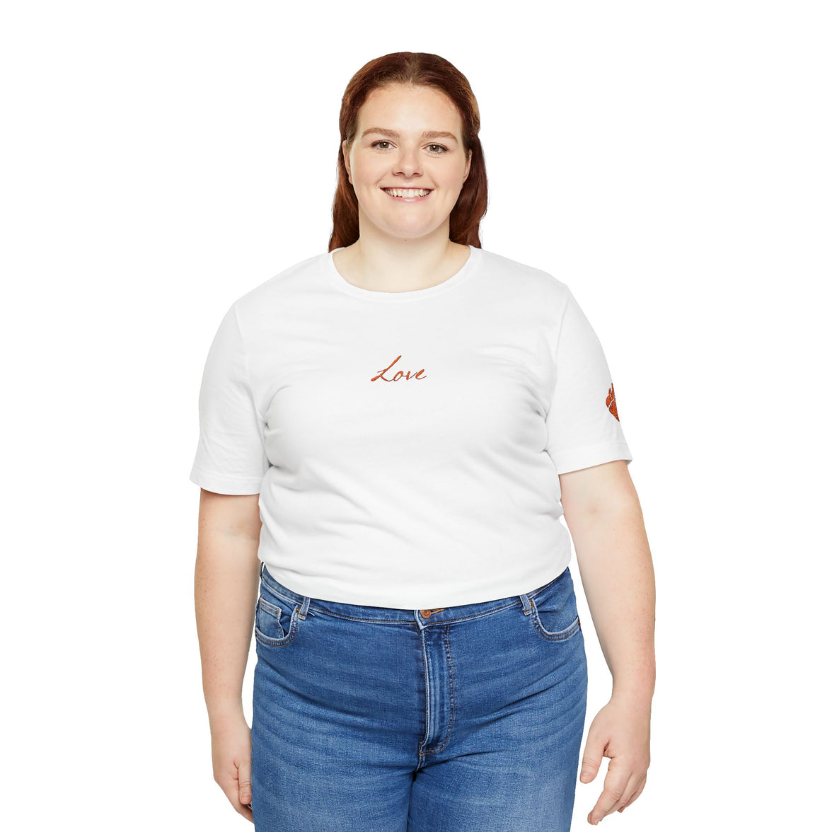 Embroidered Love  Tee with Heart Sleeve