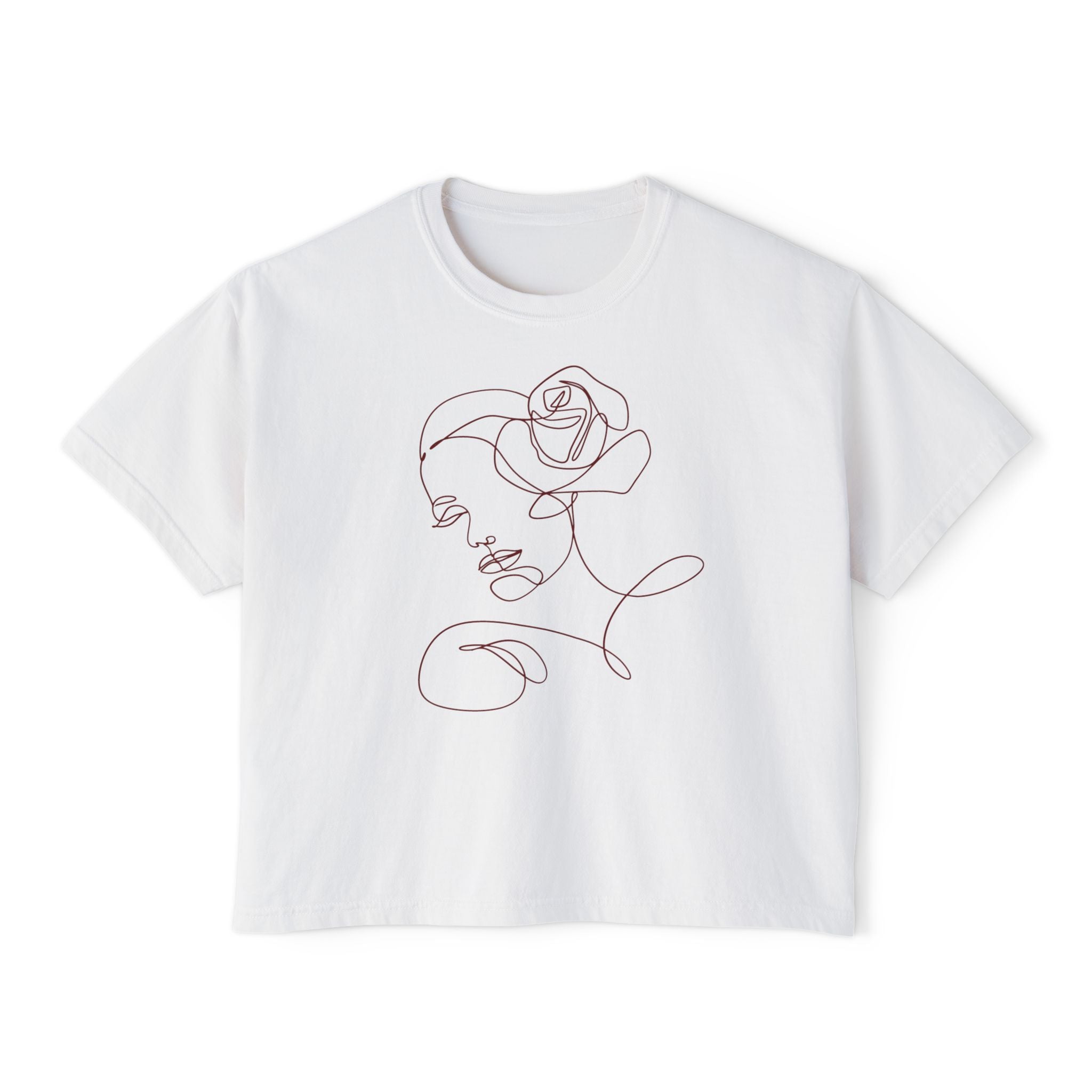 The Siren Tee | Minimal Line Art Cropped T-Shirt