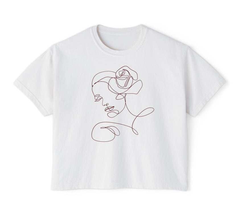 The Siren Tee | Minimal Line Art Cropped T-Shirt