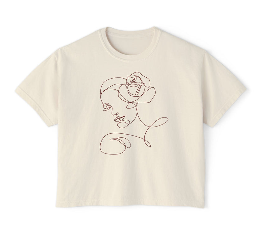 The Siren Tee | Minimal Line Art Cropped T-Shirt