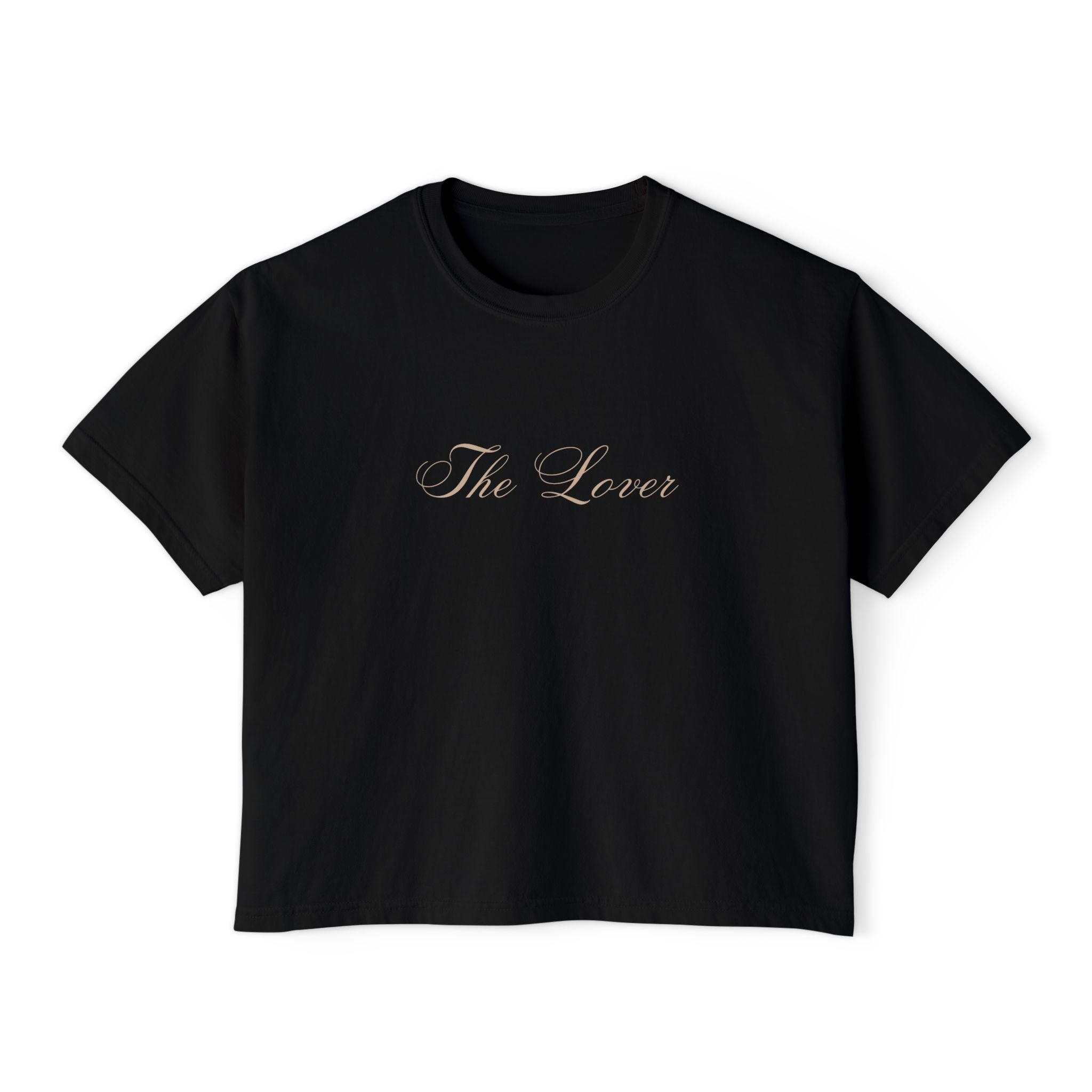 The Lover Cropped Tee – Minimalist Romantic T-Shirt in Black