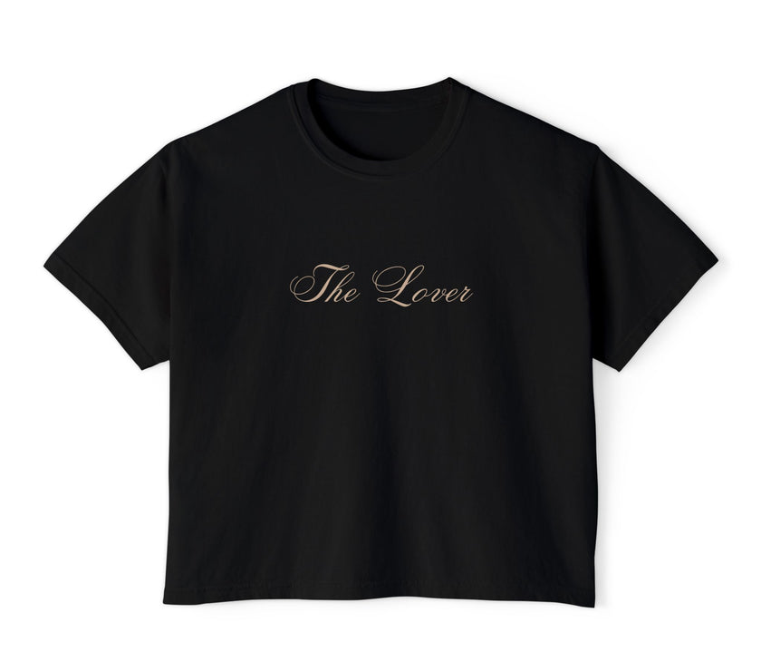 The Lover Cropped Tee – Minimalist Romantic T-Shirt in Black