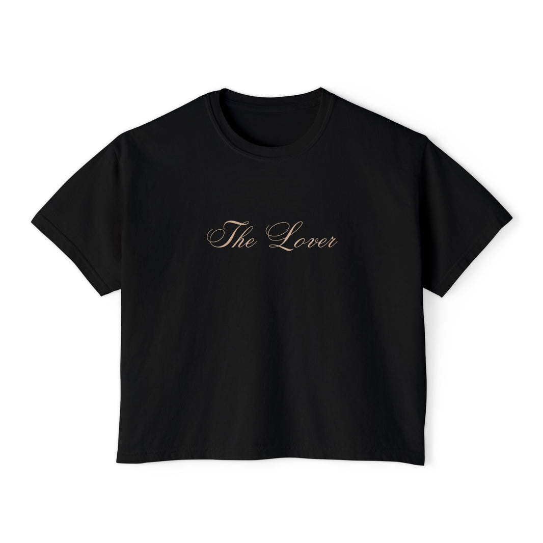 The Lover Cropped Tee – Minimalist Romantic T-Shirt in Black