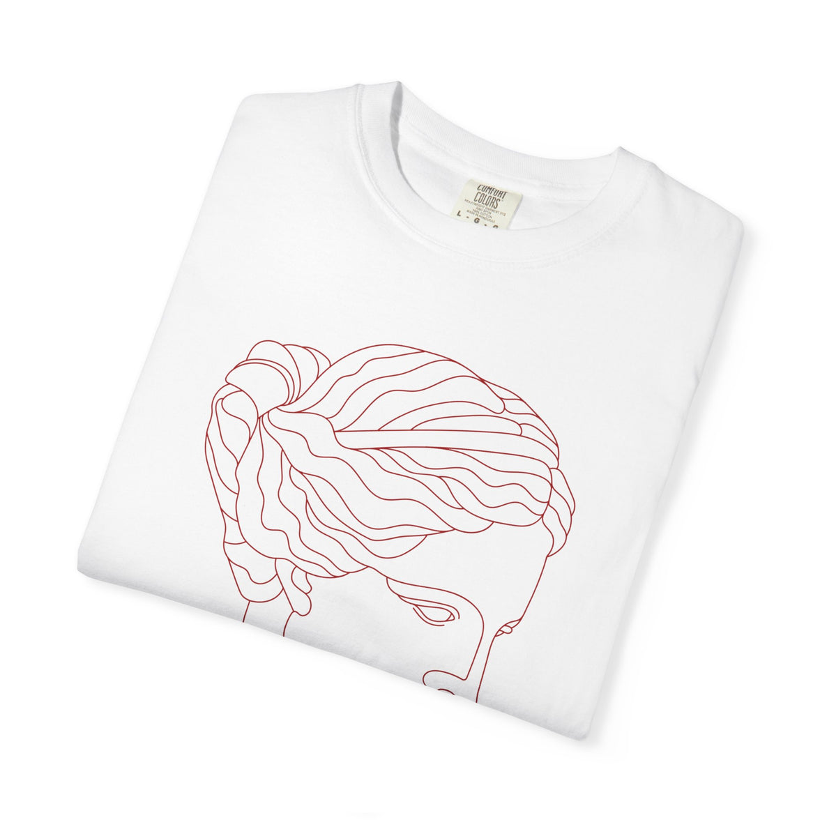 Goddess Art T-Shirt – Minimalist Feminine Line Drawing Tee in Ivory