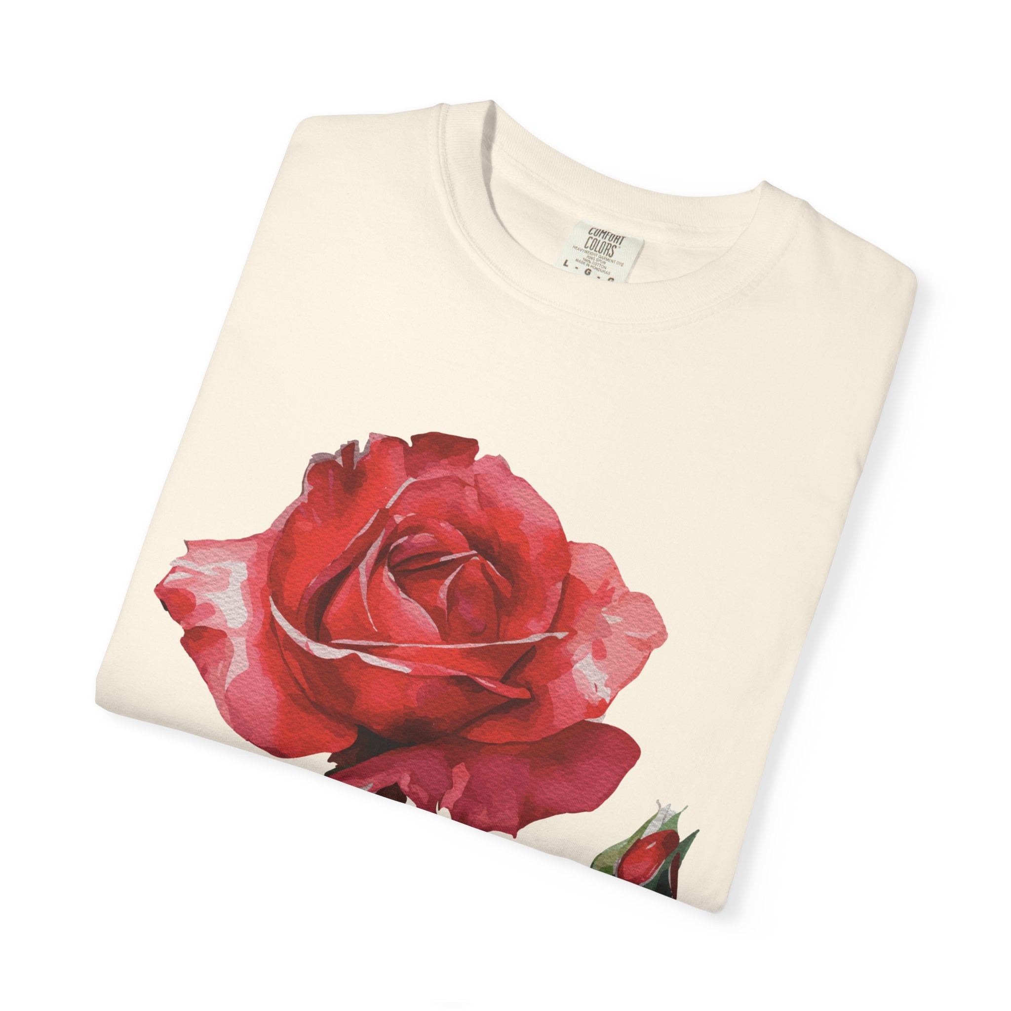 Vintage Red Rose T-Shirt Inspired by Feminine Passion & Beauty