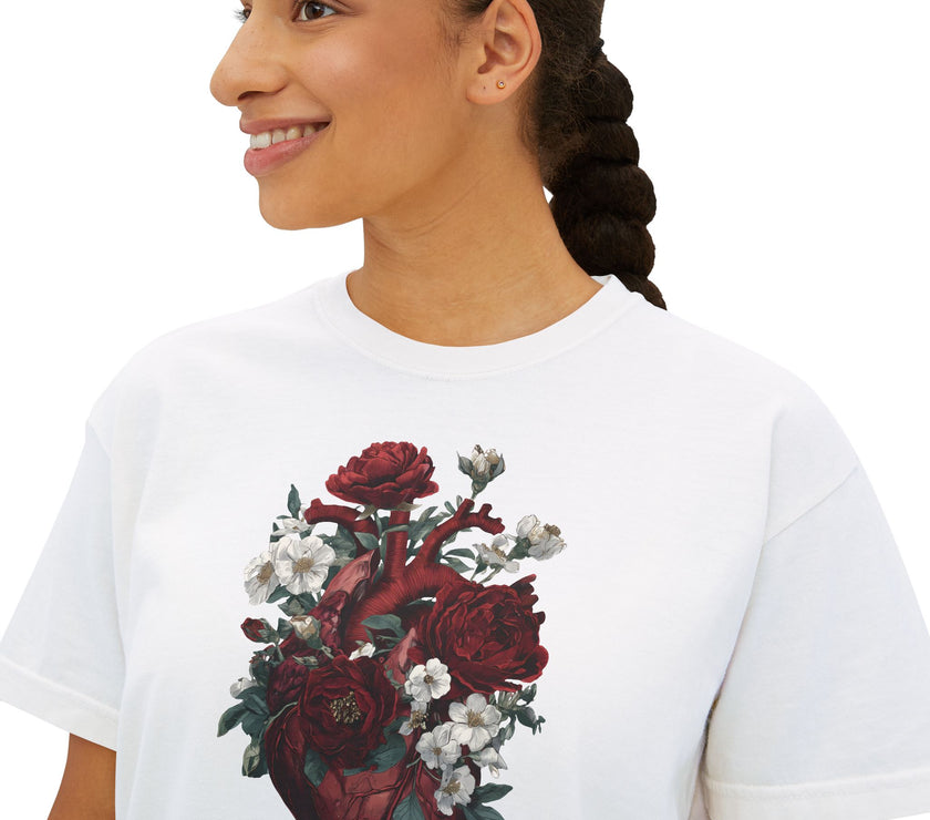 Floral Heart Boxy Tee