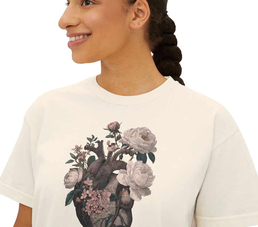 Floral Heart Boxy Tee