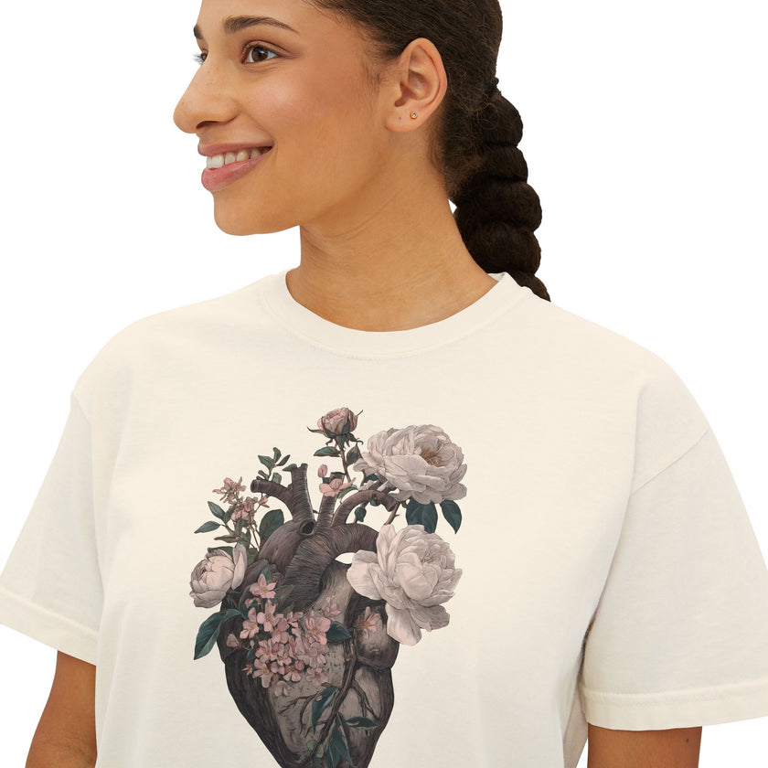 Floral Heart Boxy Tee