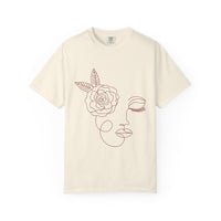 The Dreamer Tee – Line Art Floral Face T-Shirt