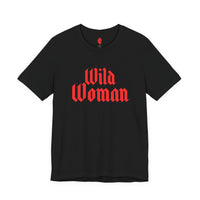 Wild Woman Tee — Bold Red Gothic Graphic T‑Shirt